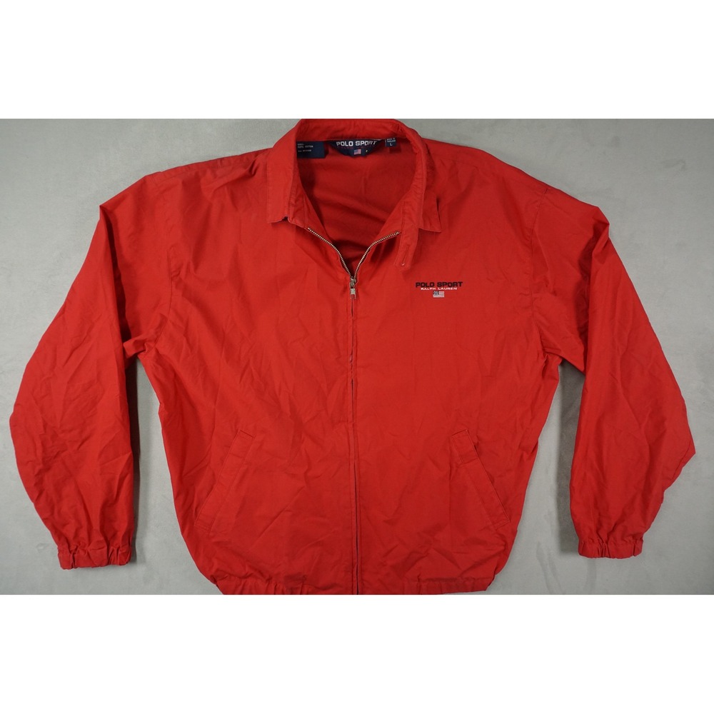 Vintage Polo Ralph Lauren Harrington Jacket Mens Large Red Sport Windbreaker